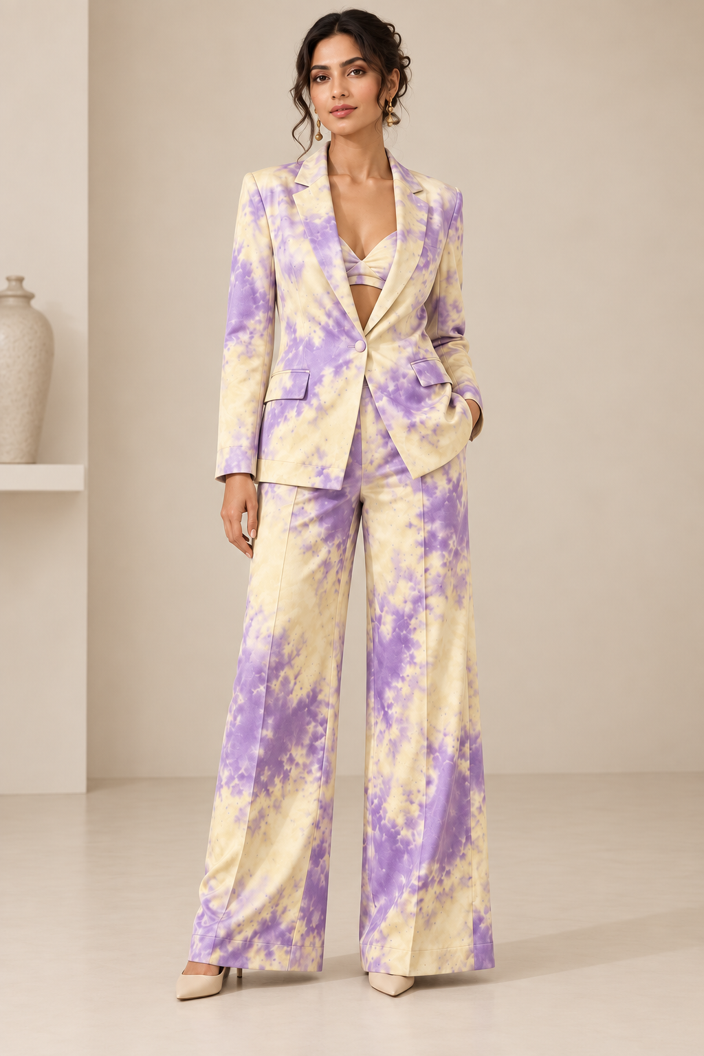 Lavender & Ivory Tie-Dye Blazer Co-ord Set