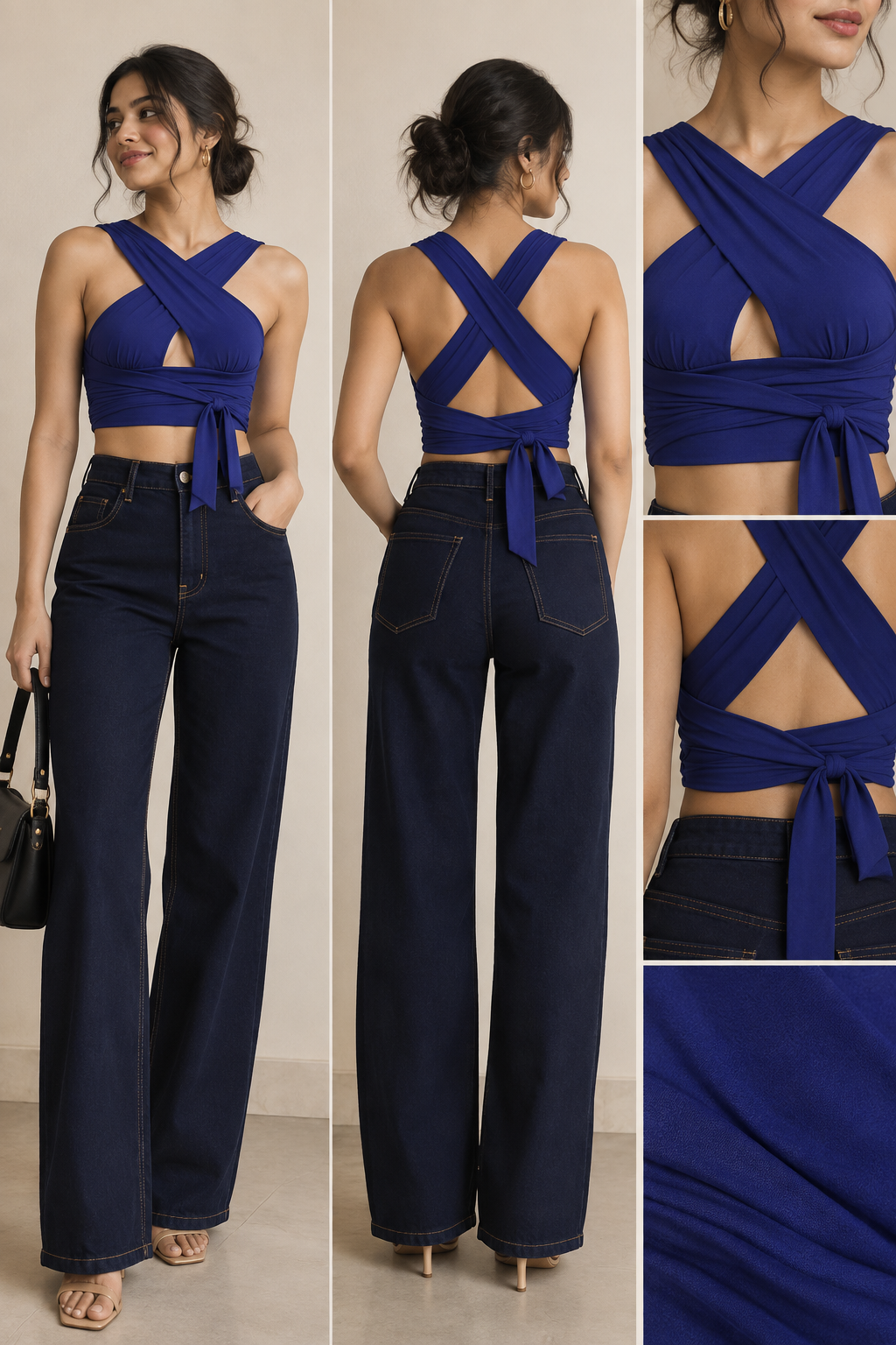 Cross-Front Wrap Crop Top