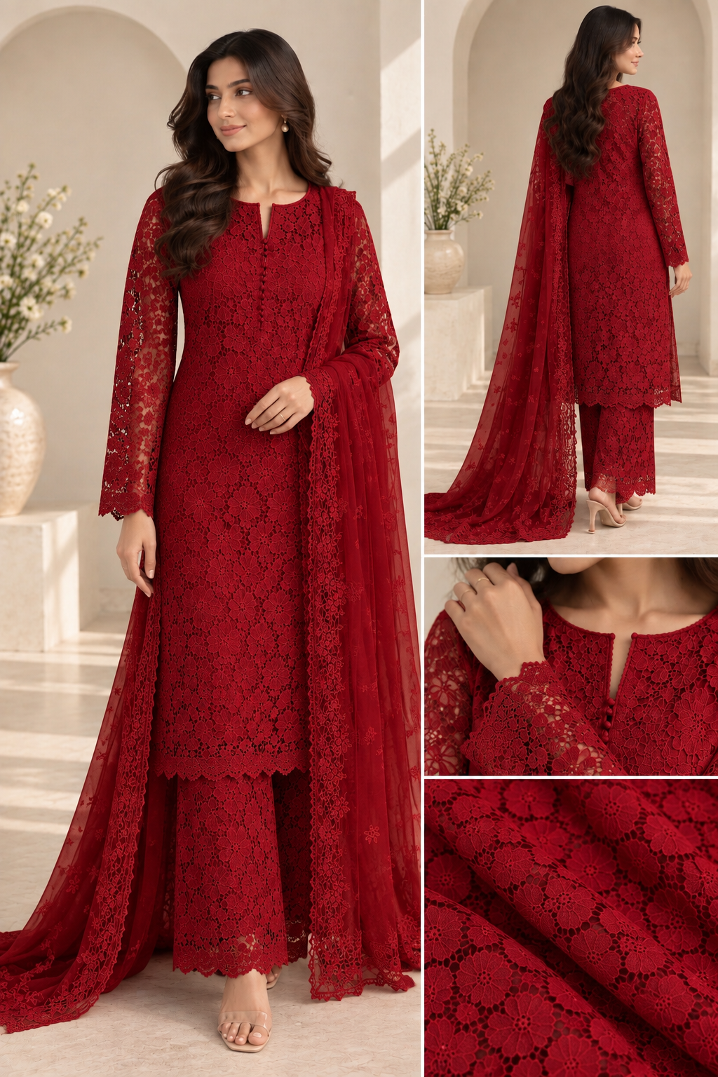 Ruby Lace Elegance Suit Set