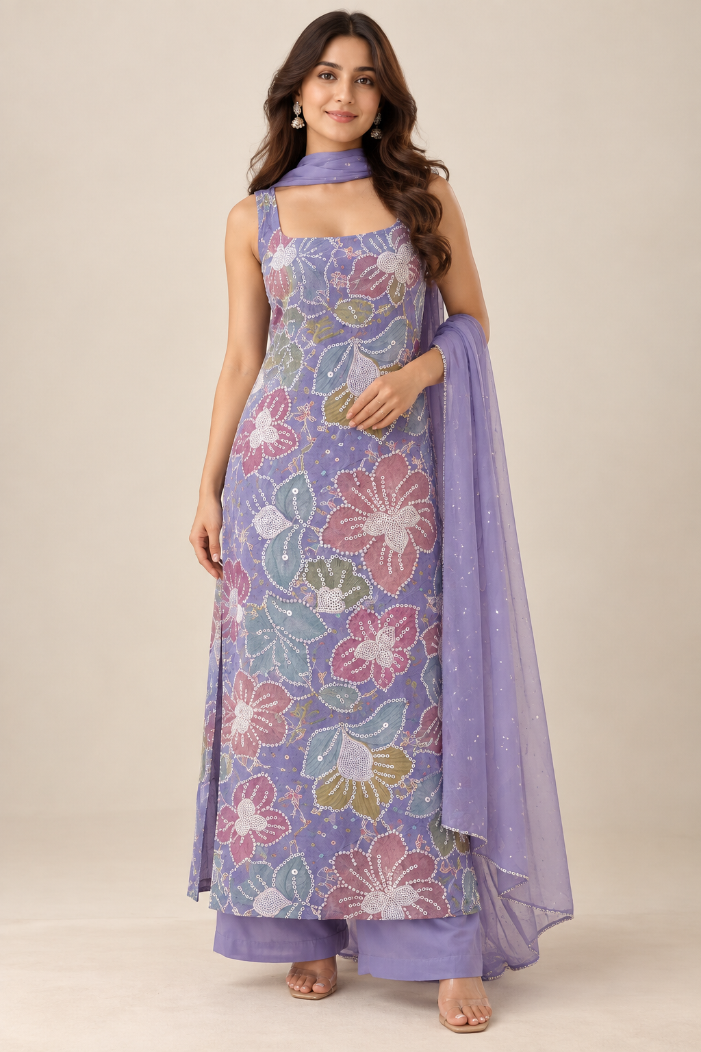 Lavender Garden Embroidered Suit Set