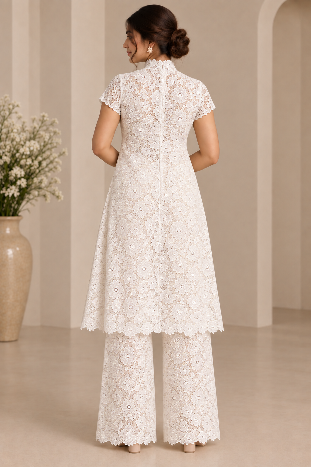 White Floral Lace Cut-Out Co-Ord Set