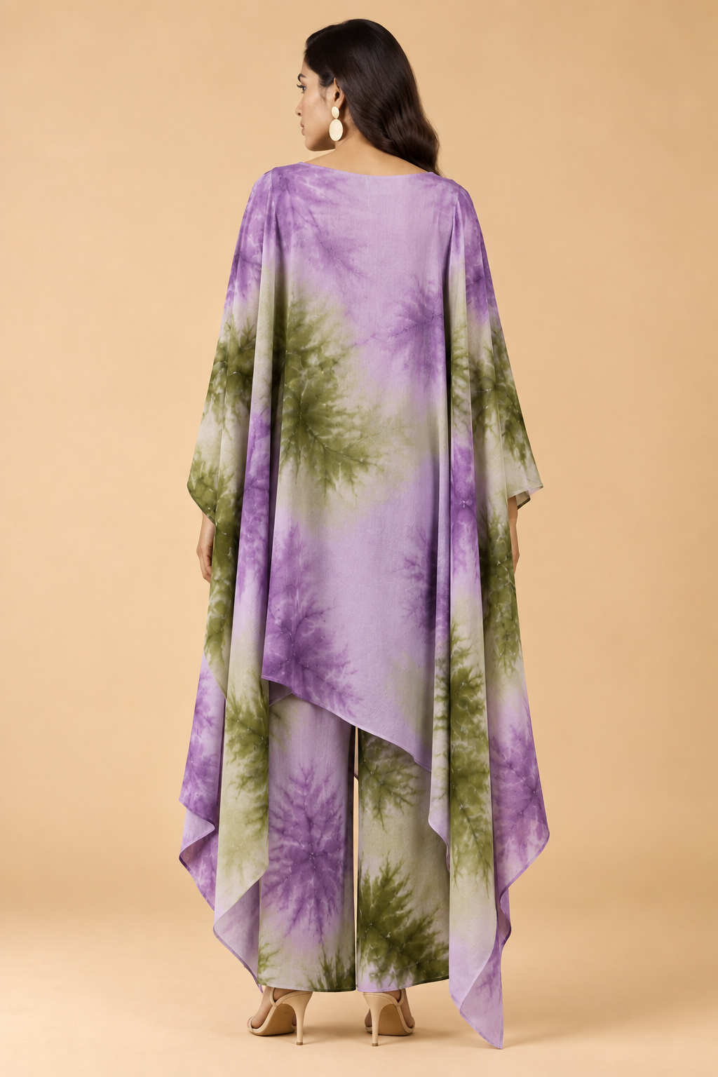 Lavender & Olive Tie-Dye Kaftan Suit Set