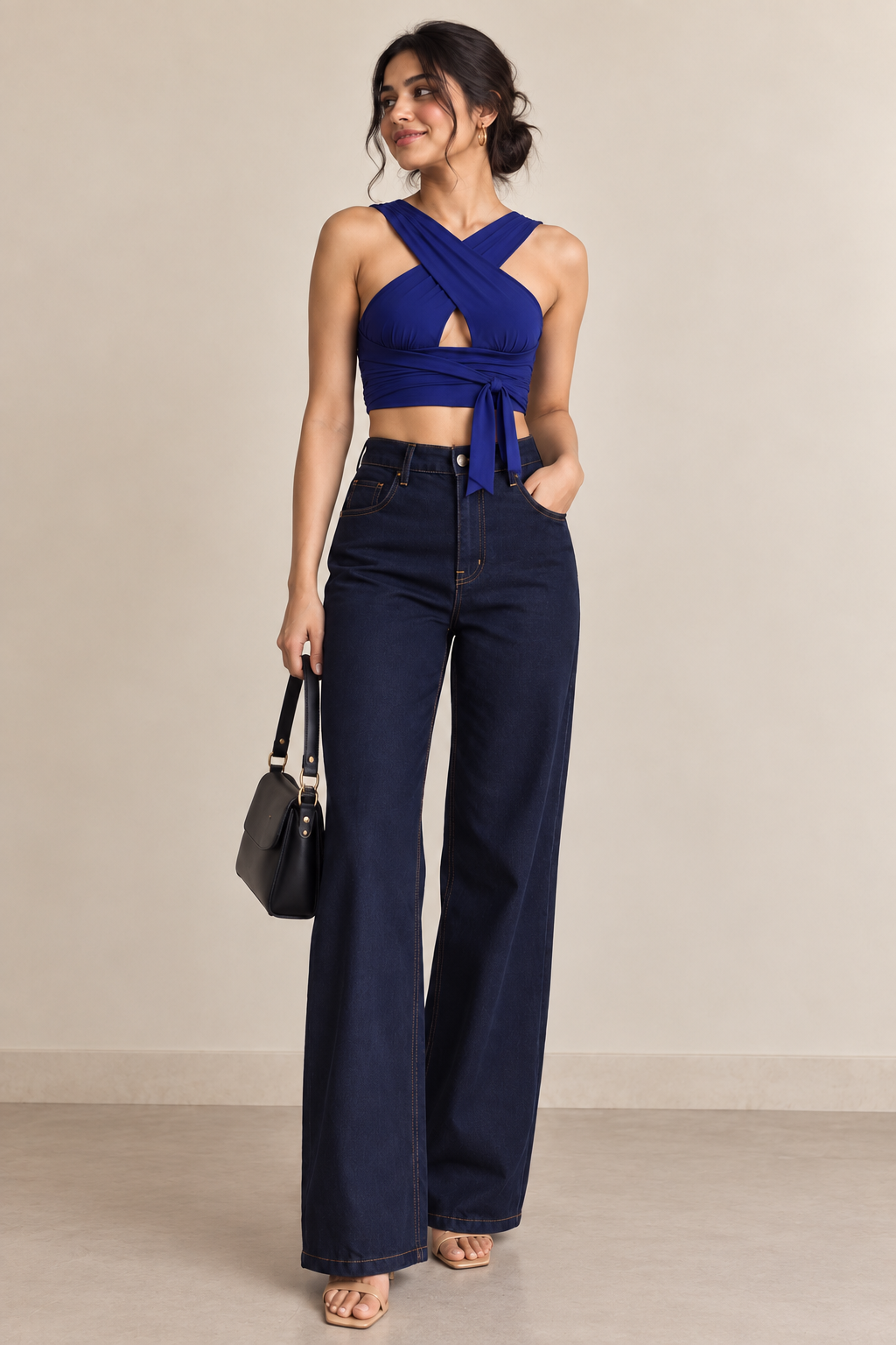 Cross-Front Wrap Crop Top