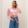 Pink Organza Sheer Shirt for Women