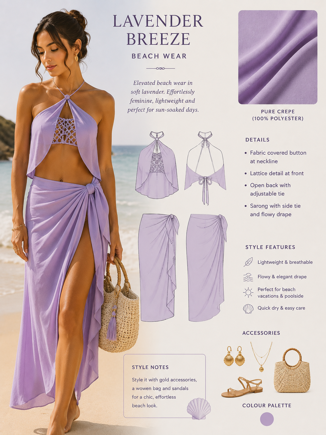 Lavender Lagoon Beach Set Women's