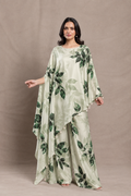 Ivory Green Botanical Print Kaftan Palazzo Set