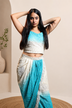 Aqua Ombre Embroidered Drape Women's Co-Ord Set