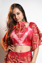 Ruby Bandhani Drape Co-Ord Set