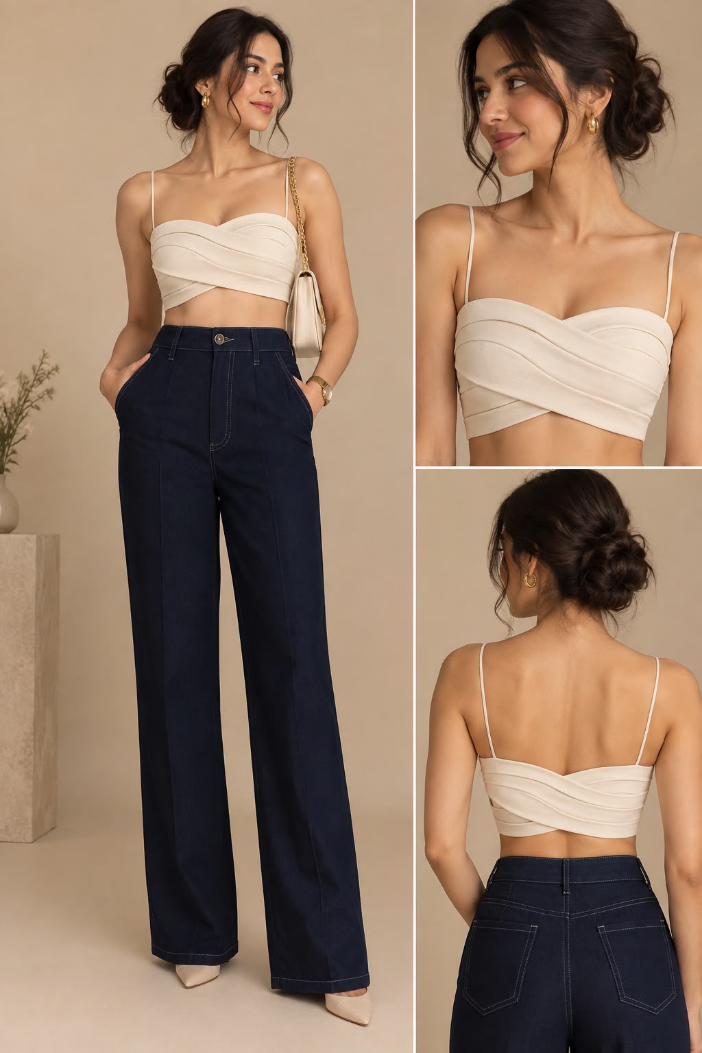 Ivory Cross-Wrap Crop Top