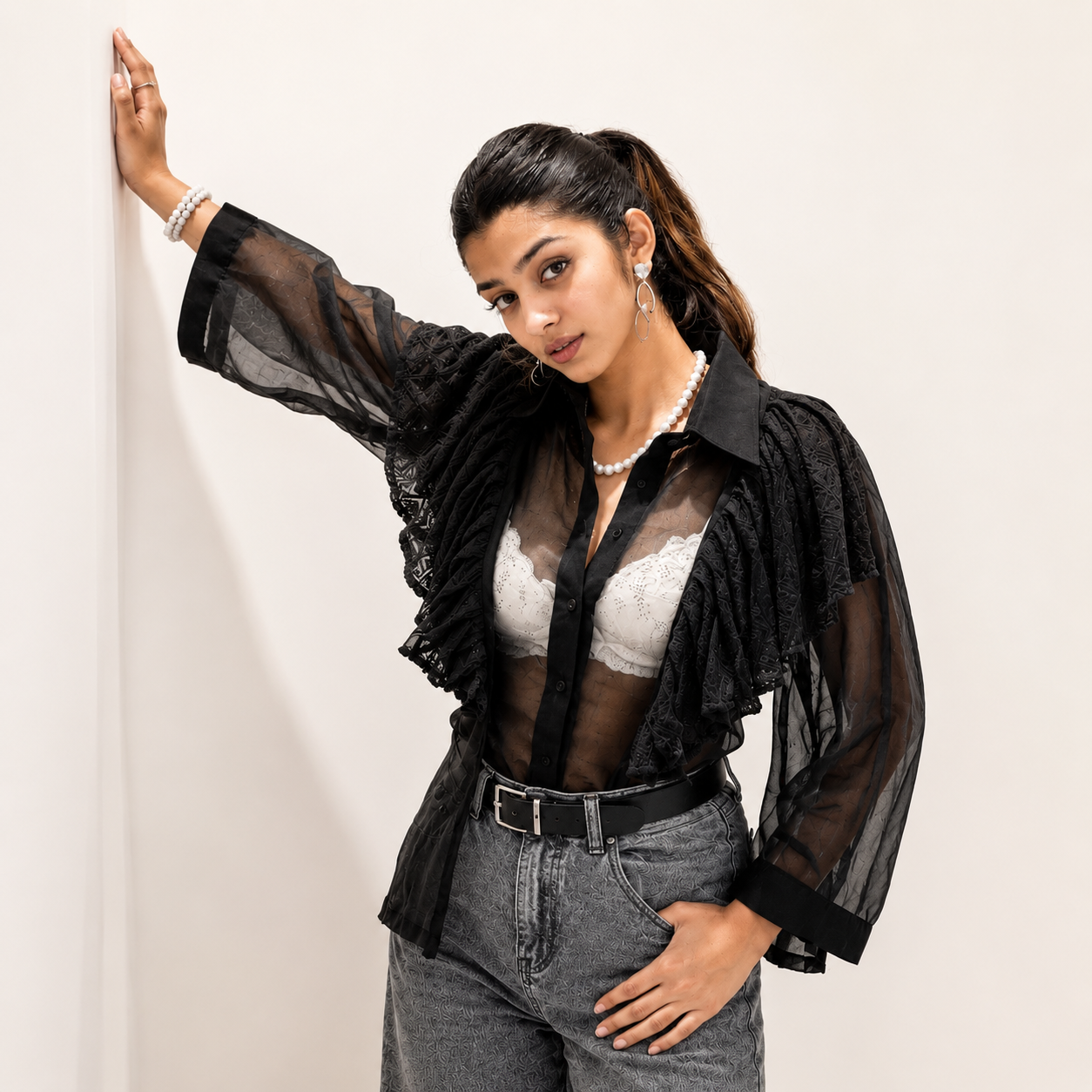 Midnight Muse Ruffle Shirt Women's